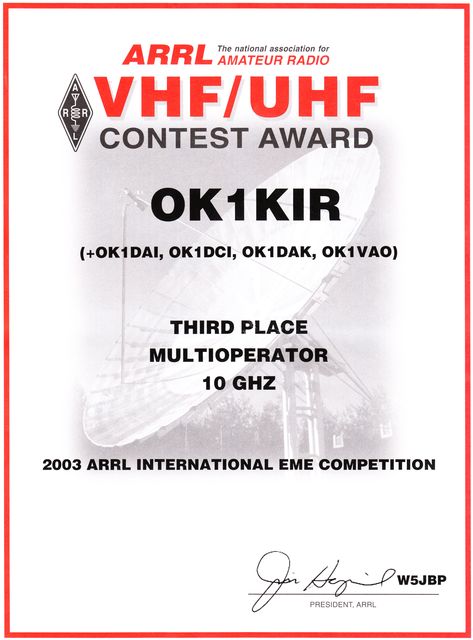 2003 ARRL EME 10 GHz