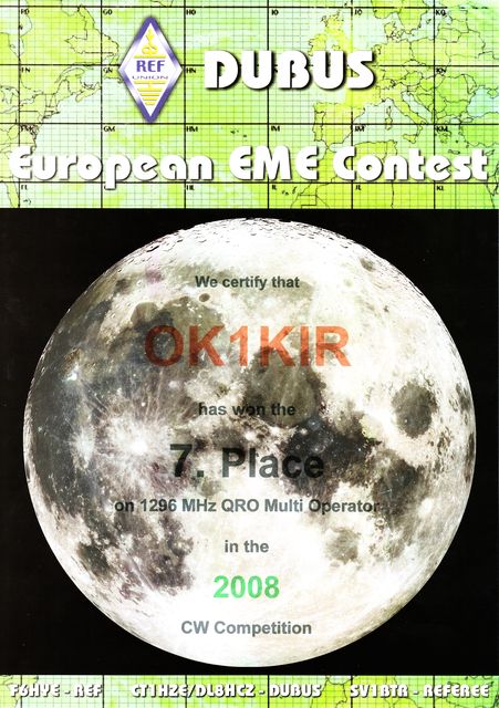 2008 1.3 GHz European EME Contest