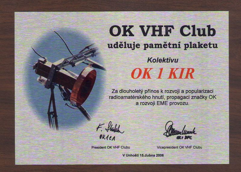 OK VHF 2006 uvedeni do sine slavy