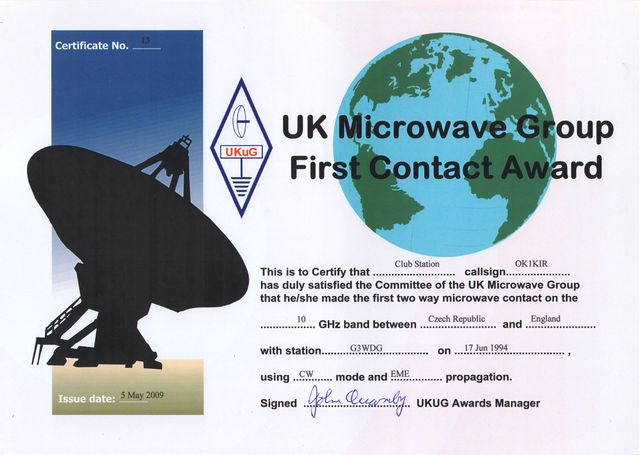 First G-OK 3 cm EME Contact Award