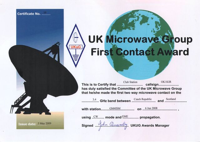 First GM-OK 9 cm EME Contact Award