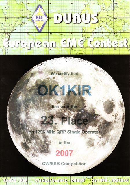 2007 1.3 GHz European EME Contest