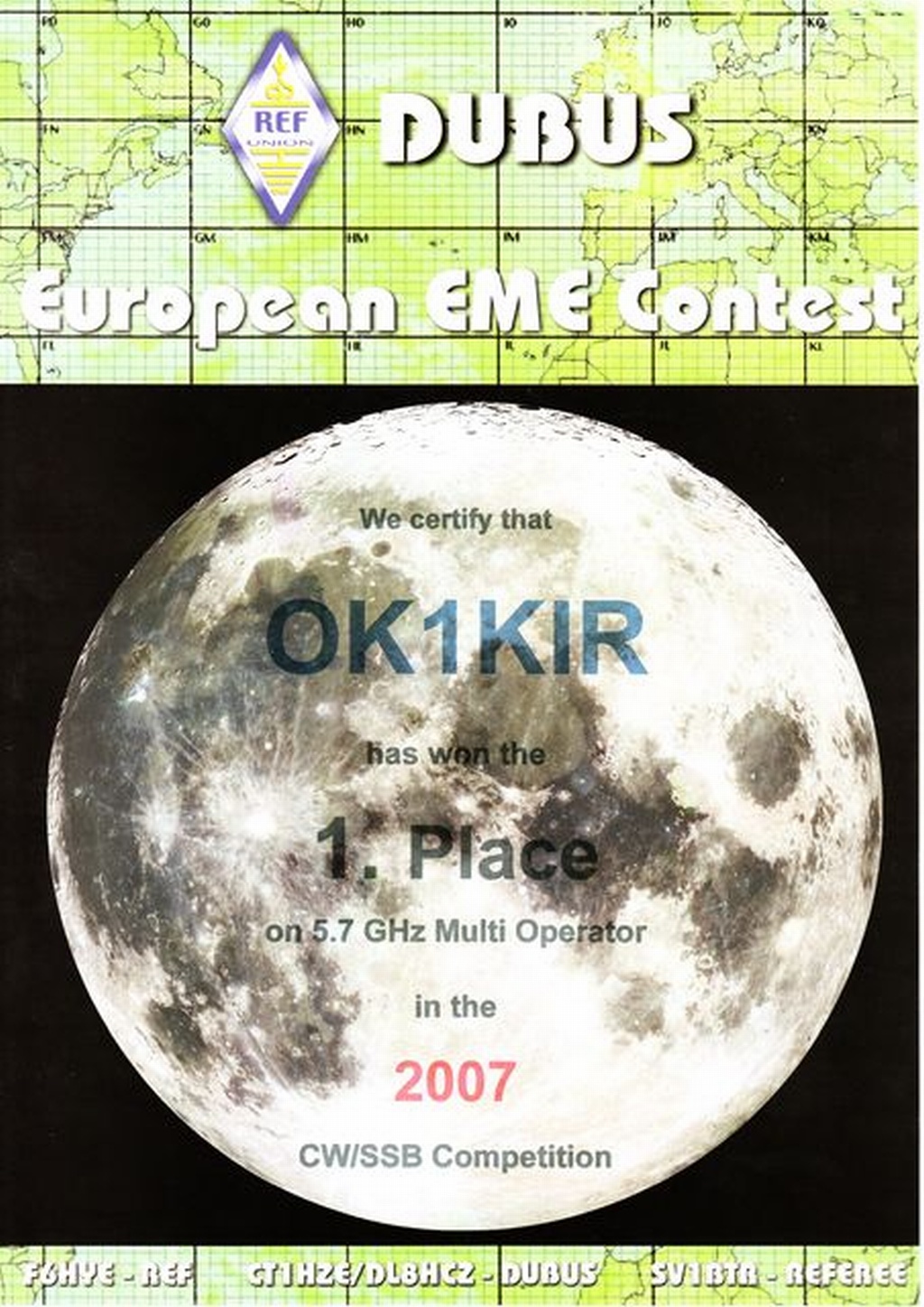2007 5.7 GHz European EME Contest